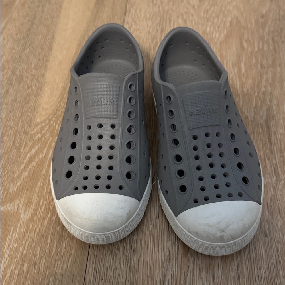 Native Gray Slip-On Shoes with White Toe